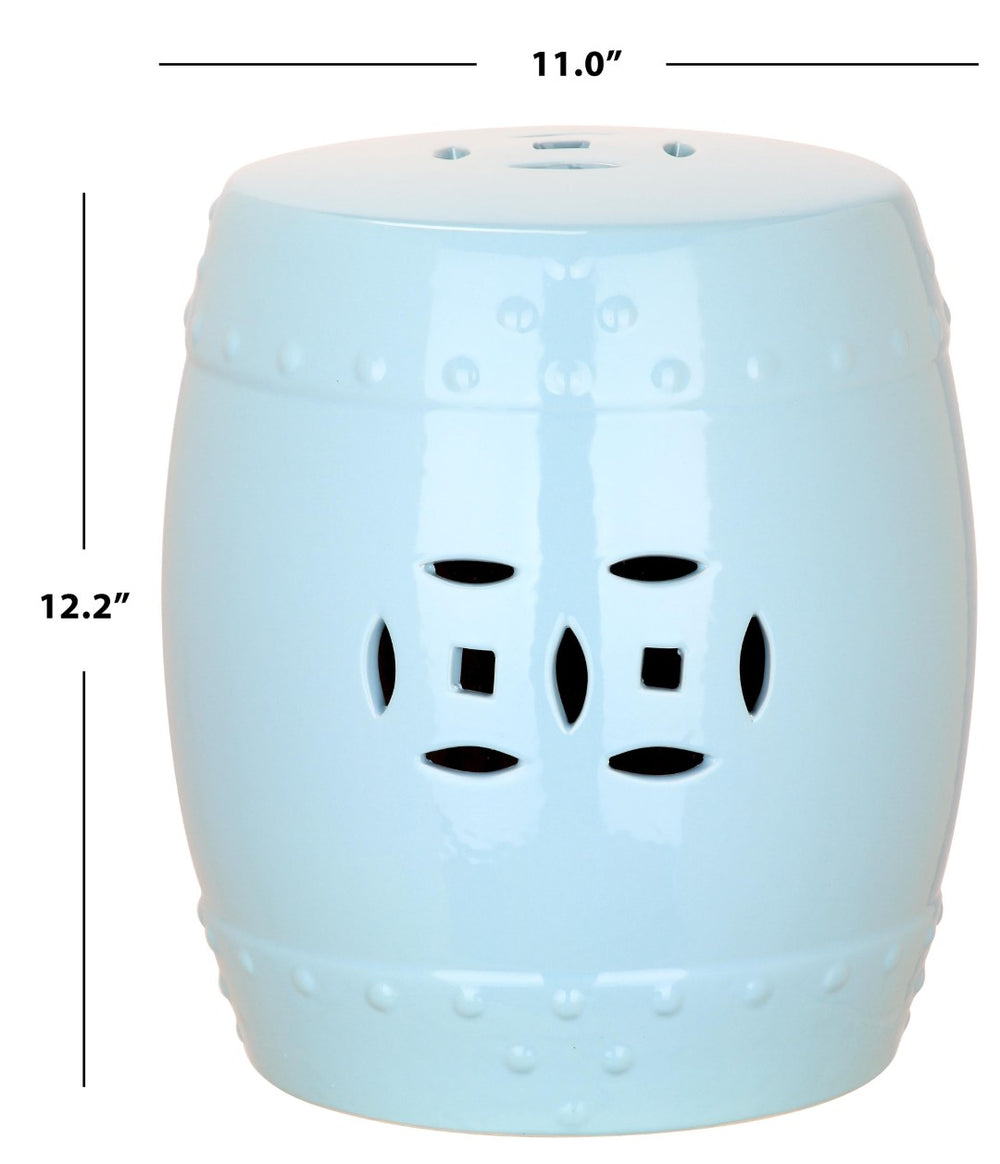 Safavieh MINI Ming Kids Garden Stool - Durable Ceramic Accent Ideal for Playful Rooms and Outdoor Spaces Blue KID4500D