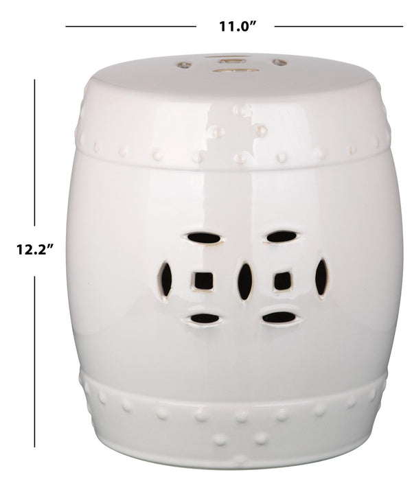 Safavieh MINI Ming Kids Garden Stool - Durable Ceramic Accent Ideal for Playful Rooms and Outdoor Spaces Creme KID4500E