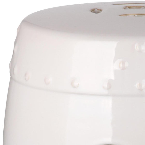 Safavieh MINI Ming Kids Garden Stool - Durable Ceramic Accent Ideal for Playful Rooms and Outdoor Spaces Creme KID4500E