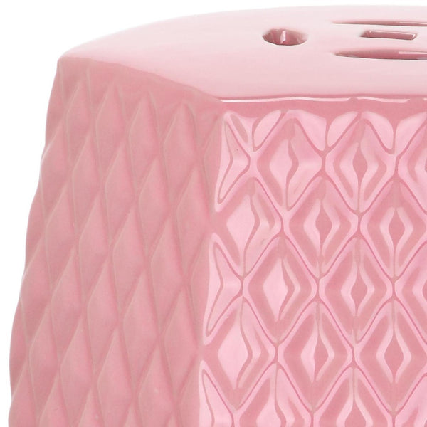 Safavieh BLUE Diamonds Kids Garden Stool - Charming Ceramic Accent for Playrooms and Outdoor Fun! Pink KID4501A