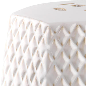 Safavieh BLUE Diamonds Kids Garden Stool - Charming Ceramic Accent for Playrooms and Outdoor Fun! Creme KID4501E