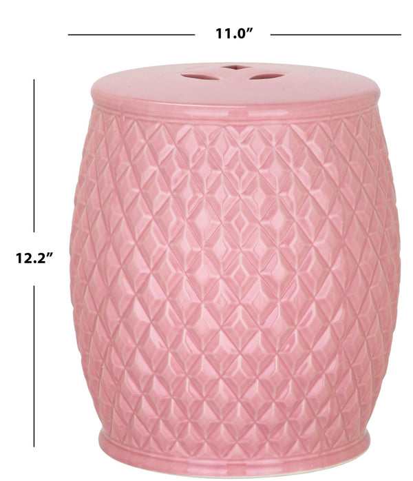 Safavieh BLUE Harlequin Kids Garden Stool - Charming Ceramic Seating for Playful Outdoor Spaces & Decor Pink KID4502A