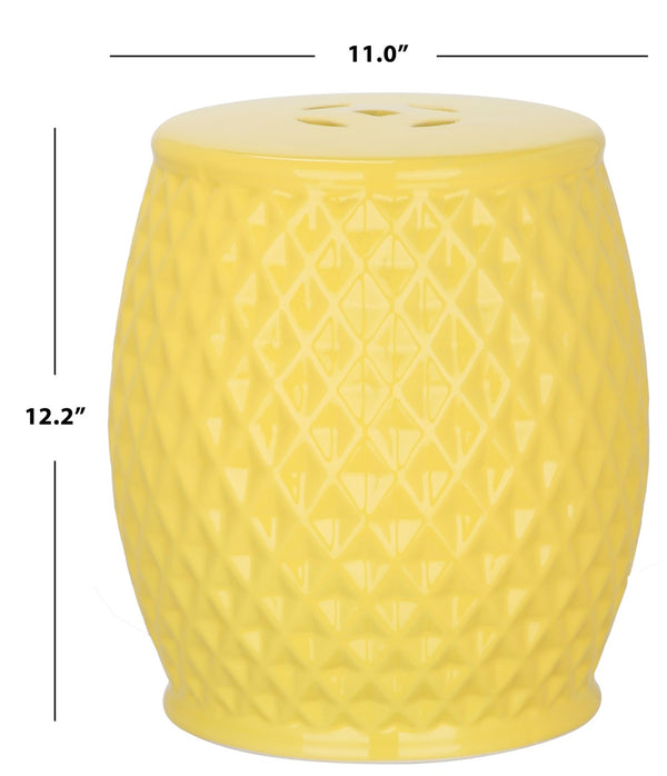 Safavieh BLUE Harlequin Kids Garden Stool - Charming Ceramic Seating for Playful Outdoor Spaces & Decor Yellow KID4502B