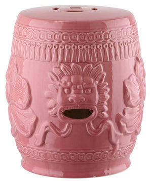 Safavieh LITTLE LOTUS GARDEN STOOL - Elegant Ceramic Accent for Indoor & Outdoor Spaces, Multi-Purpose Use Pink KID4503A