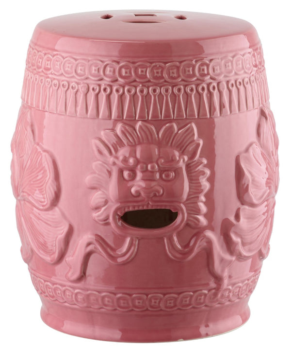 Safavieh LITTLE LOTUS GARDEN STOOL - Elegant Ceramic Accent for Indoor & Outdoor Spaces, Multi-Purpose Use Pink KID4503A