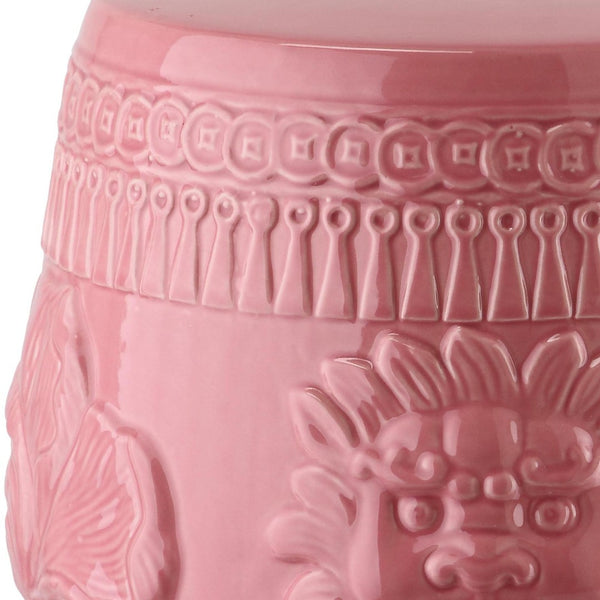 Safavieh LITTLE LOTUS GARDEN STOOL - Elegant Ceramic Accent for Indoor & Outdoor Spaces, Multi-Purpose Use Pink KID4503A