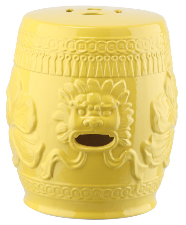 Safavieh LITTLE LOTUS GARDEN STOOL - Elegant Ceramic Accent for Indoor & Outdoor Spaces, Multi-Purpose Use Yellow KID4503B