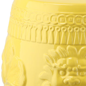 Safavieh LITTLE LOTUS GARDEN STOOL - Elegant Ceramic Accent for Indoor & Outdoor Spaces, Multi-Purpose Use Yellow KID4503B