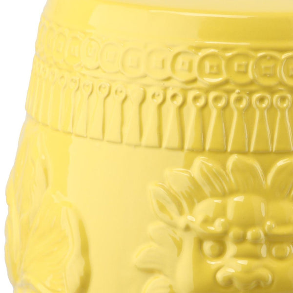 Safavieh LITTLE LOTUS GARDEN STOOL - Elegant Ceramic Accent for Indoor & Outdoor Spaces, Multi-Purpose Use Yellow KID4503B