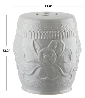 Safavieh LITTLE LOTUS GARDEN STOOL - Elegant Ceramic Accent for Indoor & Outdoor Spaces, Multi-Purpose Use Grey KID4503C