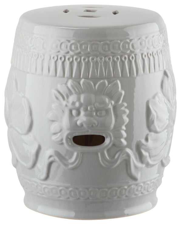 Safavieh LITTLE LOTUS GARDEN STOOL - Elegant Ceramic Accent for Indoor & Outdoor Spaces, Multi-Purpose Use Grey KID4503C