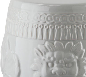 Safavieh LITTLE LOTUS GARDEN STOOL - Elegant Ceramic Accent for Indoor & Outdoor Spaces, Multi-Purpose Use Grey KID4503C
