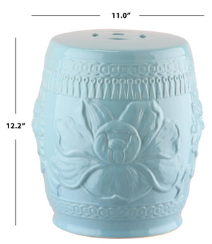 Safavieh LITTLE LOTUS GARDEN STOOL - Elegant Ceramic Accent for Indoor & Outdoor Spaces, Multi-Purpose Use Blue KID4503D