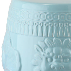 Safavieh LITTLE LOTUS GARDEN STOOL - Elegant Ceramic Accent for Indoor & Outdoor Spaces, Multi-Purpose Use Blue KID4503D