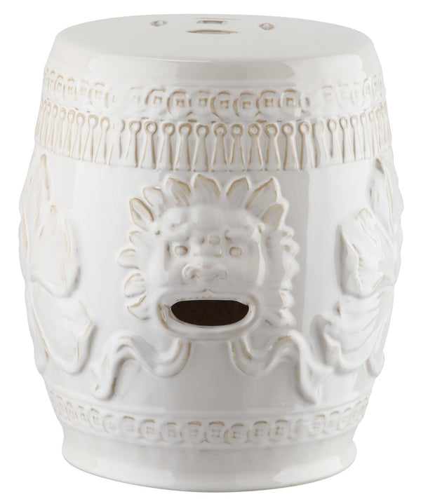 Safavieh LITTLE LOTUS GARDEN STOOL - Elegant Ceramic Accent for Indoor & Outdoor Spaces, Multi-Purpose Use Creme KID4503E