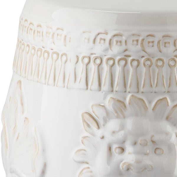 Safavieh LITTLE LOTUS GARDEN STOOL - Elegant Ceramic Accent for Indoor & Outdoor Spaces, Multi-Purpose Use Creme KID4503E