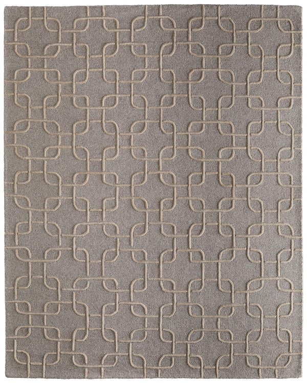 Feizy Rugs Kimball Hand Tufted Wool Accent Rug with Trellis Lattice Pattern for Bedroom Entryway 3'6" x 5'6" KIM8A35FGRYBGEC50