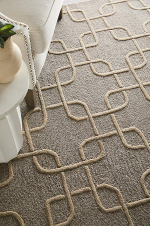 Feizy Rugs Kimball Hand Tufted Wool Accent Rug with Trellis Lattice Pattern for Bedroom Entryway 3'6" x 5'6" KIM8A35FGRYBGEC50