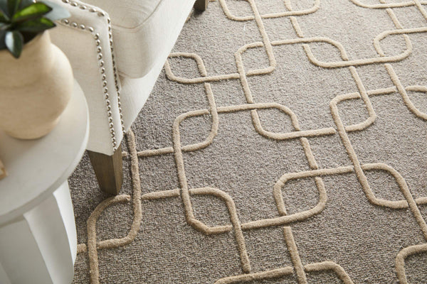 Feizy Rugs Kimball Hand Tufted Wool Accent Rug with Trellis Lattice Pattern for Bedroom Entryway 3'6" x 5'6" KIM8A35FGRYBGEC50