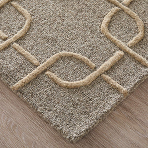 Feizy Rugs Kimball Hand Tufted Wool Accent Rug with Trellis Lattice Pattern for Bedroom Entryway 3'6" x 5'6" KIM8A35FGRYBGEC50