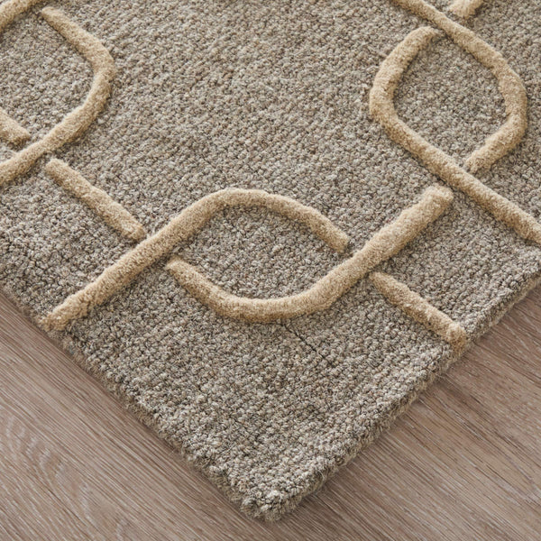Feizy Rugs Kimball Hand Tufted Wool Accent Rug with Trellis Lattice Pattern for Bedroom Entryway 3'6" x 5'6" KIM8A35FGRYBGEC50