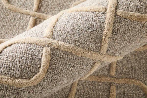 Feizy Rugs Kimball Hand Tufted Wool Accent Rug with Trellis Lattice Pattern for Bedroom Entryway 3'6" x 5'6" KIM8A35FGRYBGEC50
