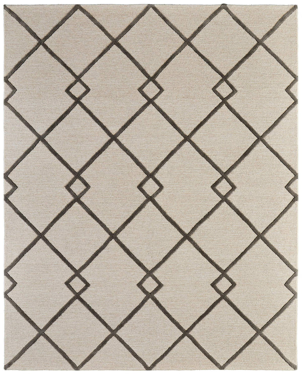 Feizy Rugs Kimball Hand Tufted Wool Accent Rug Trellis Lattice Pattern Neutral Ivory Tan 3'6" x 5'6" KIM8A36FBGECHLC50