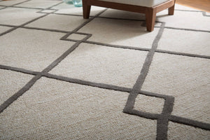 Feizy Rugs Kimball Hand Tufted Wool Accent Rug Trellis Lattice Pattern Neutral Ivory Tan 3'6" x 5'6" KIM8A36FBGECHLC50