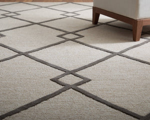 Feizy Rugs Kimball Hand Tufted Wool Accent Rug Trellis Lattice Pattern Neutral Ivory Tan 3'6" x 5'6" KIM8A36FBGECHLC50