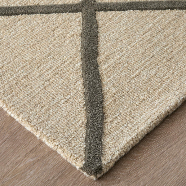 Feizy Rugs Kimball Hand Tufted Wool Accent Rug Trellis Lattice Pattern Neutral Ivory Tan 3'6" x 5'6" KIM8A36FBGECHLC50