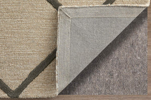 Feizy Rugs Kimball Hand Tufted Wool Accent Rug Trellis Lattice Pattern Neutral Ivory Tan 3'6" x 5'6" KIM8A36FBGECHLC50