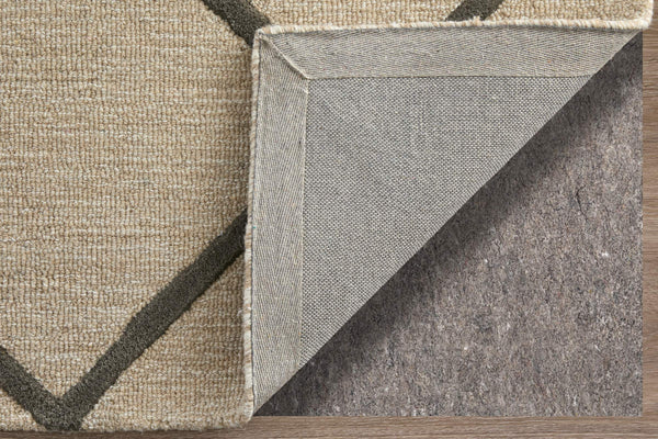 Feizy Rugs Kimball Hand Tufted Wool Accent Rug Trellis Lattice Pattern Neutral Ivory Tan 3'6" x 5'6" KIM8A36FBGECHLC50
