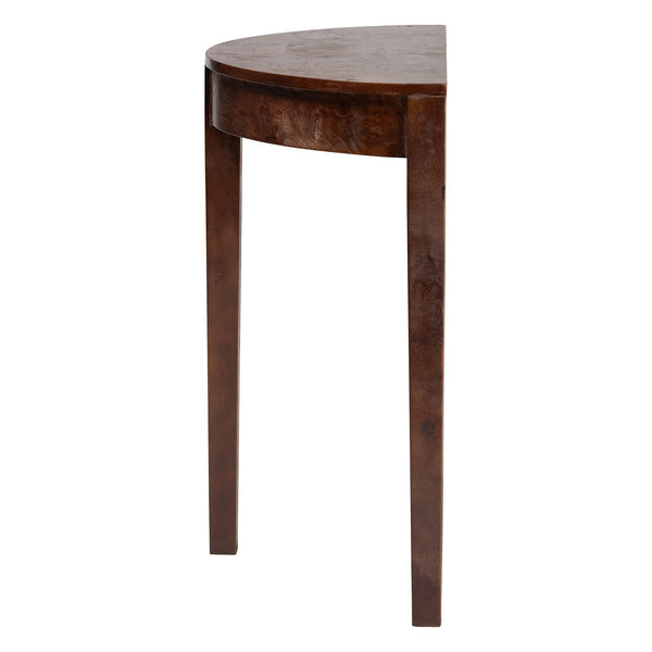 Bali & Pari Jihan Burl Wood Half-moon Console Table for Entryway Walnut Finish