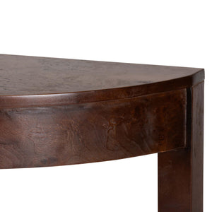Bali & Pari Jihan Burl Wood Half-moon Console Table for Entryway Walnut Finish