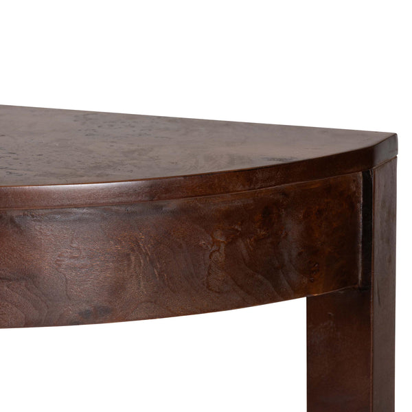 Bali & Pari Jihan Burl Wood Half-moon Console Table for Entryway Walnut Finish