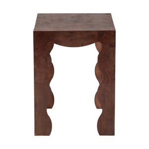 Bali & Pari Huxley Burl Wood Scalloped End Table Artisan Grain Living Room Accent