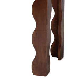 Bali & Pari Huxley Burl Wood Scalloped End Table Artisan Grain Living Room Accent