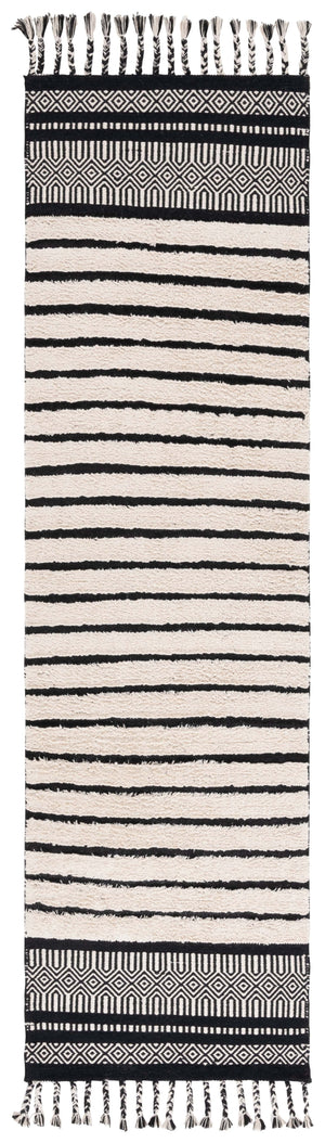Safavieh Kilim Hand-woven Cotton Runner Rug – Bohemian Style In Ivory And Black For Artistic Home Decor Ivory ,Black Cotton Pile Klc401a-28