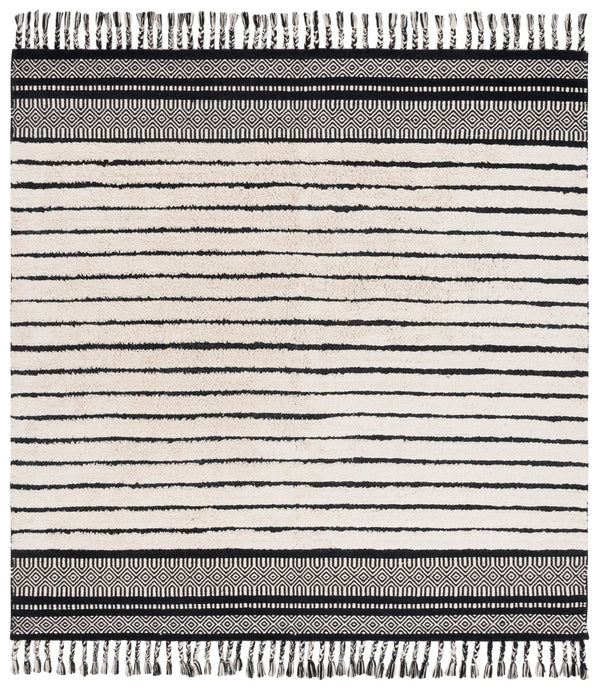 Safavieh Kilim Hand-woven Cotton Runner Rug – Bohemian Style In Ivory And Black For Artistic Home Decor Ivory ,Black Cotton Pile Klc401a-6sq