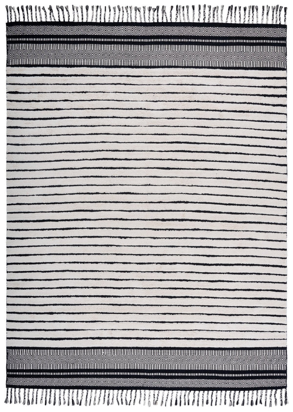 Safavieh Kilim Hand-woven Cotton Runner Rug – Bohemian Style In Ivory And Black For Artistic Home Decor Ivory ,Black Cotton Pile Klc401a-8