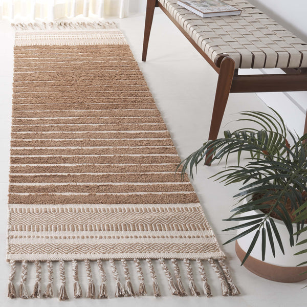 Safavieh Kilim Hand-woven Cotton Runner Rug – Bohemian Style In Ivory And Black For Artistic Home Decor Natural ,Beige Cotton Pile Klc401c-28