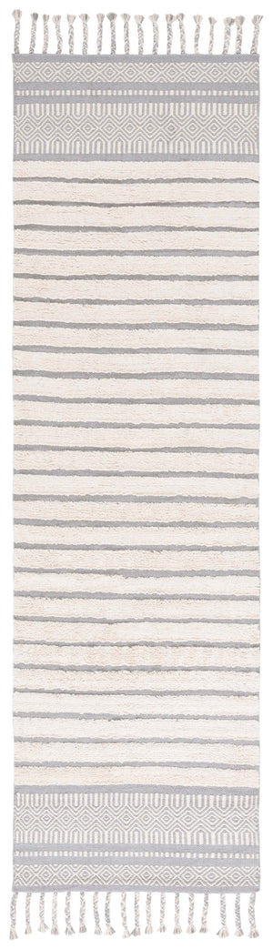 Safavieh Kilim Hand-woven Cotton Runner Rug – Bohemian Style In Ivory And Black For Artistic Home Decor Silver ,Natural Cotton Pile Klc401g-28