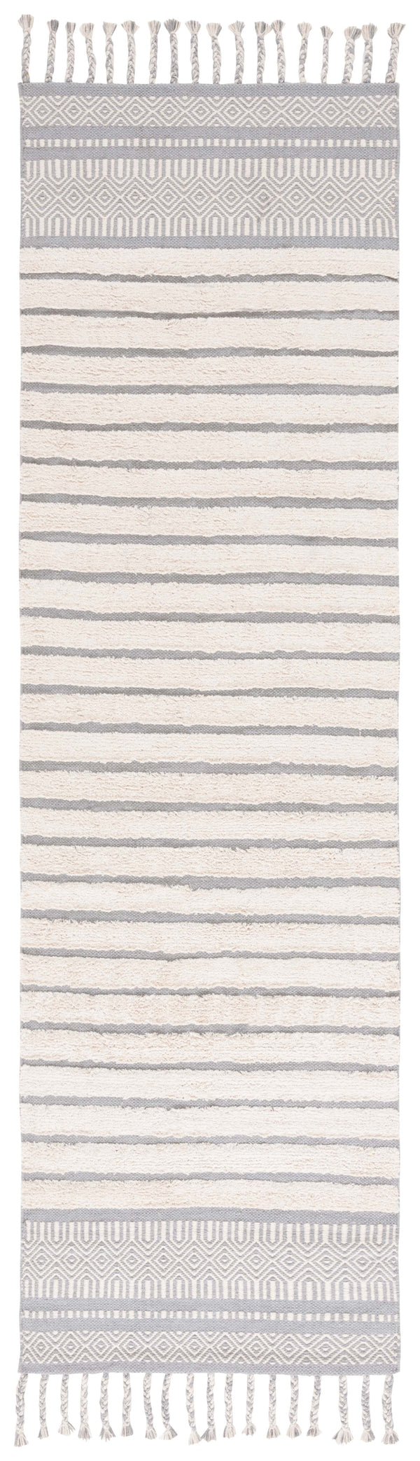 Safavieh Kilim Hand-woven Cotton Runner Rug – Bohemian Style In Ivory And Black For Artistic Home Decor Silver ,Natural Cotton Pile Klc401g-28