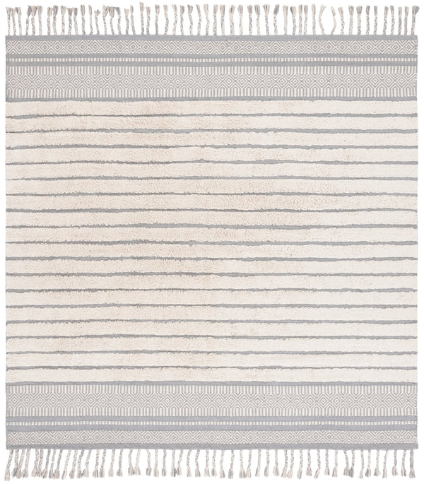 Safavieh Kilim Hand-woven Cotton Runner Rug – Bohemian Style In Ivory And Black For Artistic Home Decor Silver ,Natural Cotton Pile Klc401g-6sq