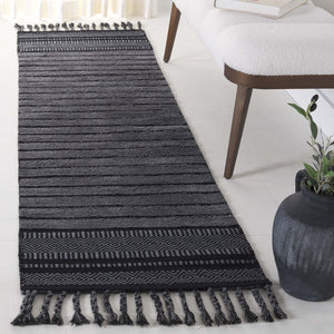 Safavieh Kilim Hand-woven Cotton Runner Rug – Bohemian Style In Ivory And Black For Artistic Home Decor Black ,Grey Cotton Pile Klc401h-28