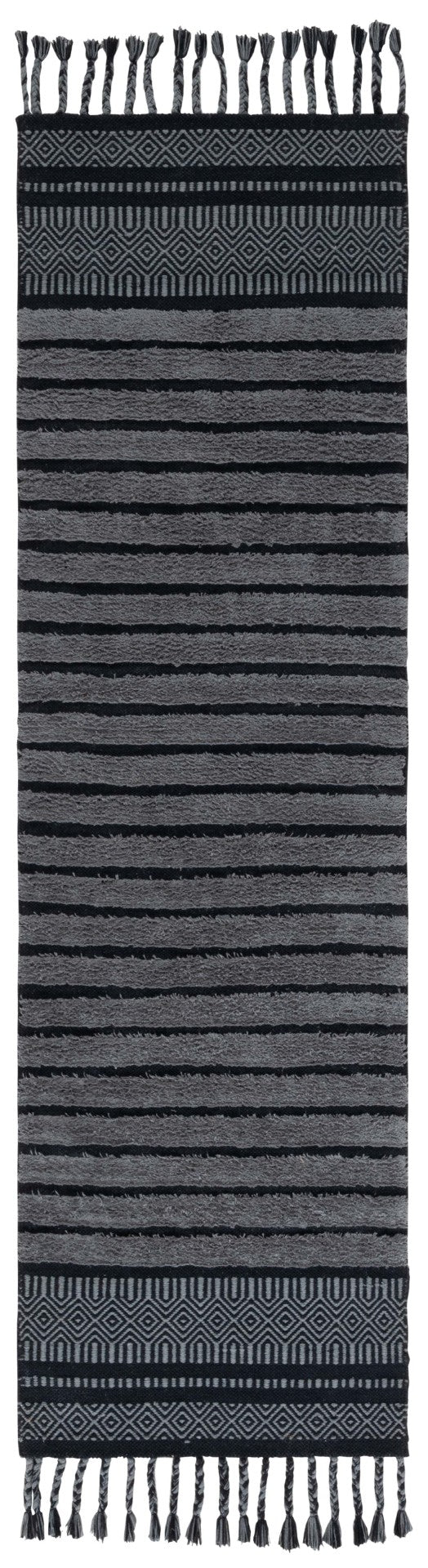 Safavieh Kilim Bohemian Handwoven Area Rug In Ivory And Black - Artisanal Elegance For Your Home Decor Black ,Grey Cotton Pile Klc401h-3