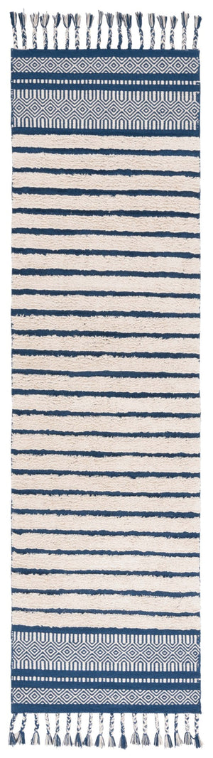 Safavieh Kilim Bohemian Handwoven Area Rug In Ivory And Black - Artisanal Elegance For Your Home Decor Blue ,Natural Cotton Pile Klc401l-6