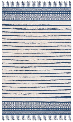 Safavieh Kilim Hand-woven Cotton Runner Rug – Bohemian Style In Ivory And Black For Artistic Home Decor Blue ,Natural Cotton Pile Klc401l-5