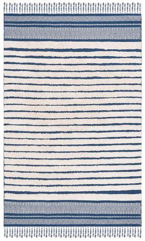 Safavieh Kilim Bohemian Handwoven Area Rug In Ivory And Black - Artisanal Elegance For Your Home Decor Blue ,Natural Cotton Pile Klc401l-6