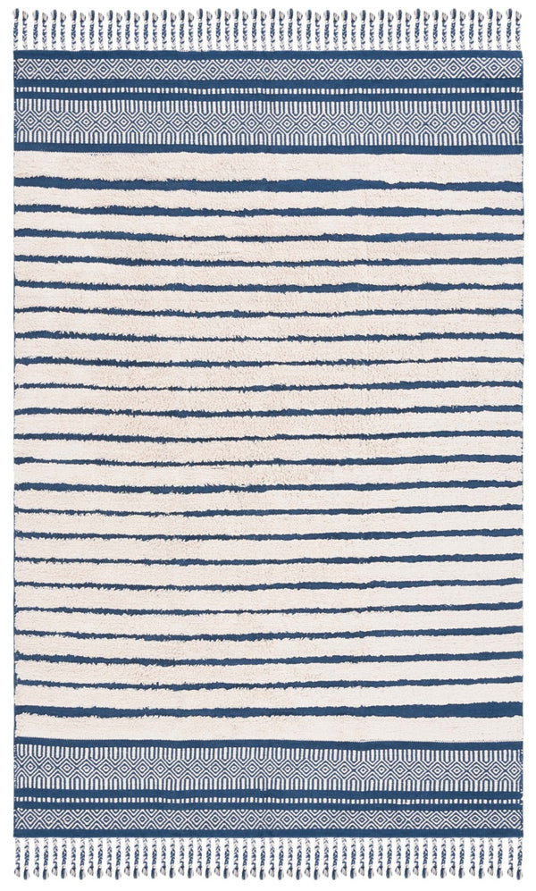Safavieh Kilim Bohemian Handwoven Area Rug In Ivory And Black - Artisanal Elegance For Your Home Decor Blue ,Natural Cotton Pile Klc401l-6
